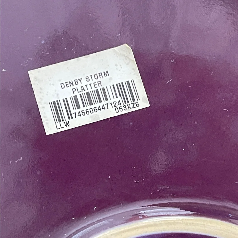 Denby Storm England 13 Inches  Blue Purple Stripe Serving Platter Rare Vintage